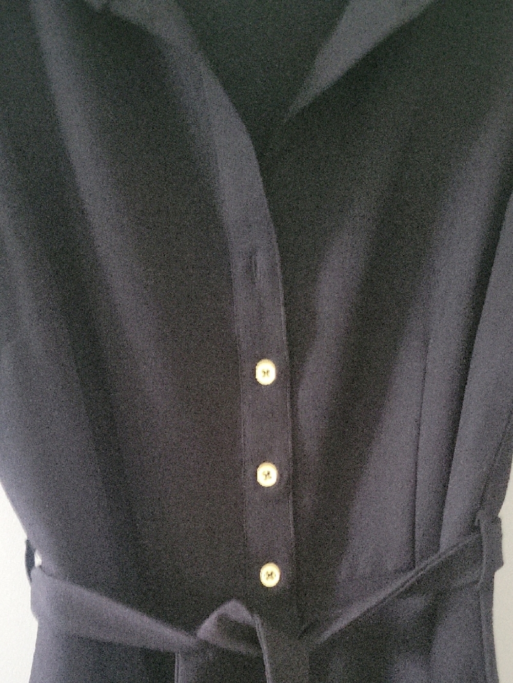 Sharagano Black Sleeveless Button-Front Midi Dress with Tie Waist - Picture 3 of 4